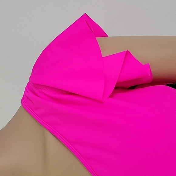 Pink Tummy Control Swimsuits with Cut Out Ruffles and Strap at Waist Size XXL - Picture 9 of 16